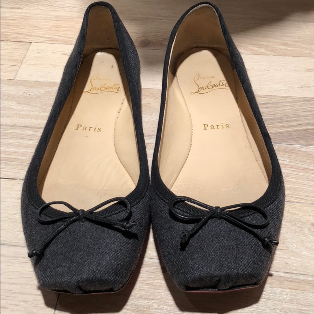 Louboutin gray flannel ballet flats